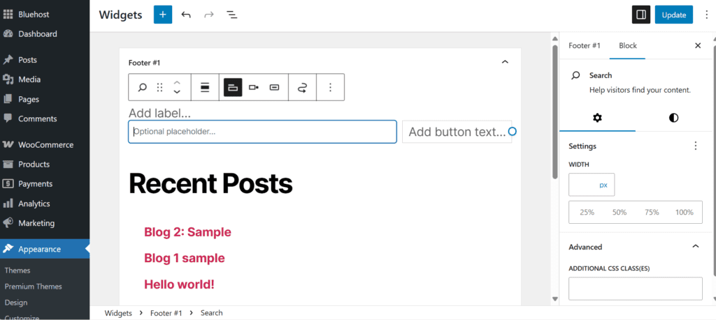 Widgets de búsqueda de WordPress