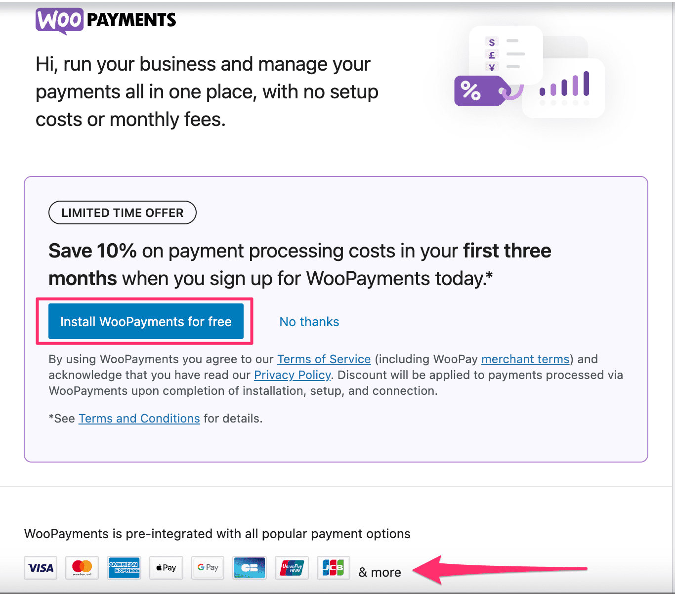 WooPayments acepta todas las opciones de pago populares.
