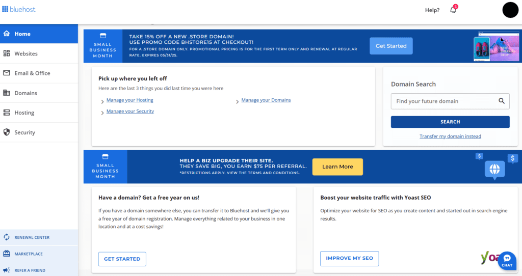 Administrador de cuentas de Bluehost