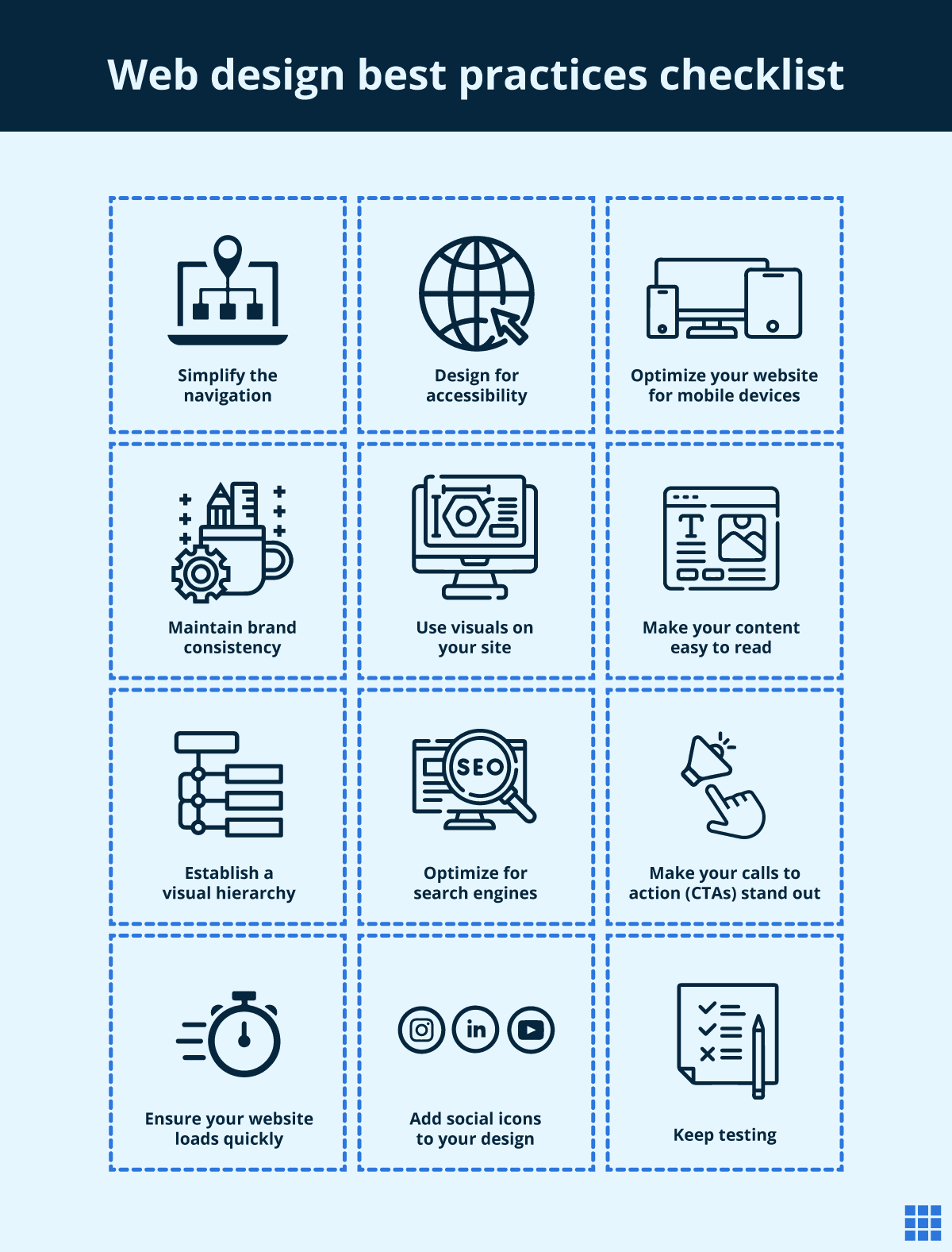 Las mejores prácticas de diseño de sitios web incluyen una navegación clara y garantizar que su sitio sea accesible para todos los usuarios.