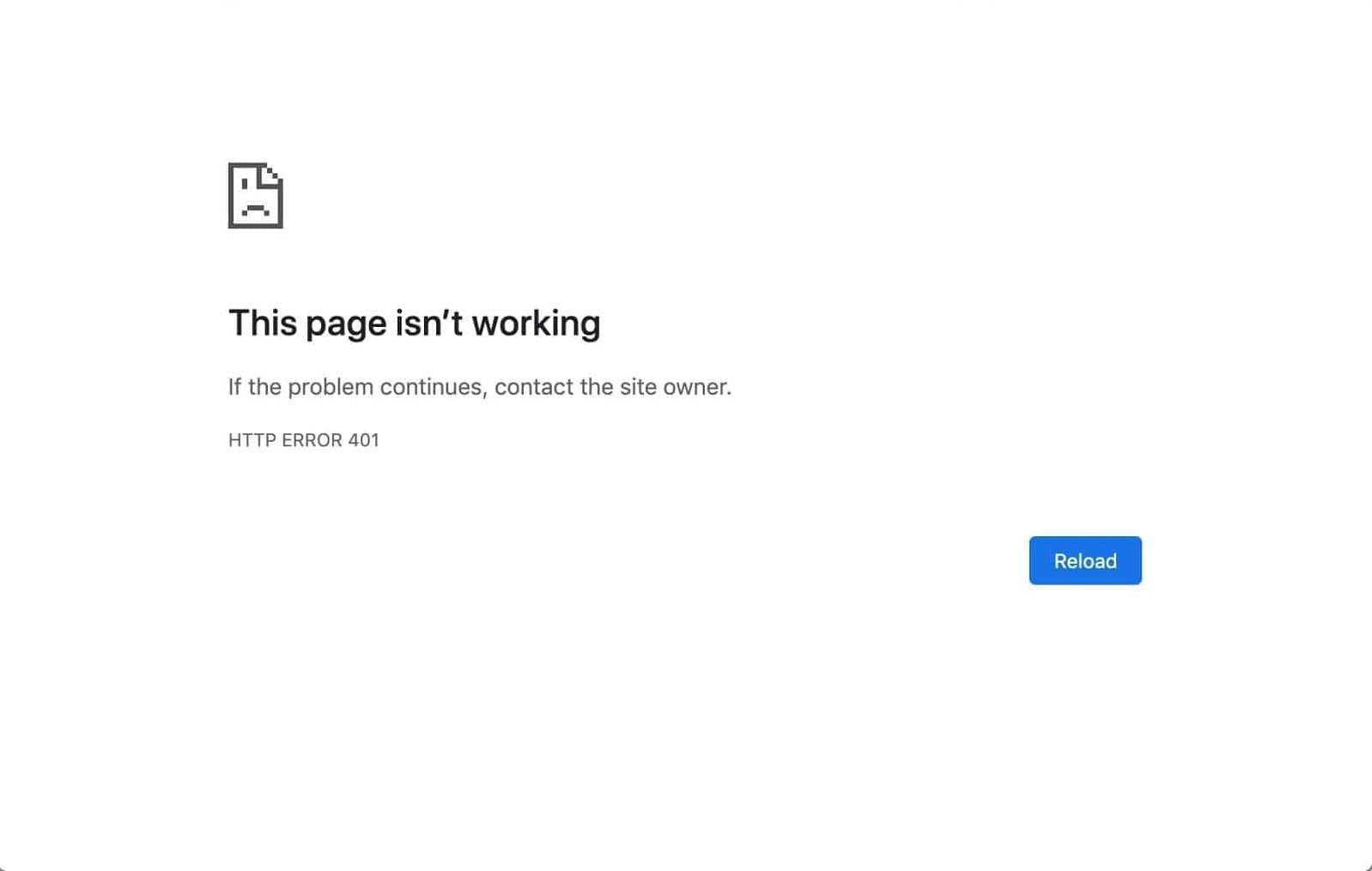Ejemplo de página de error 401.