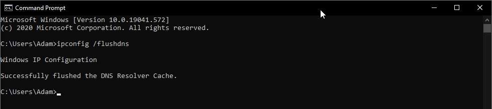 Vaciar la caché de DNS en Windows.