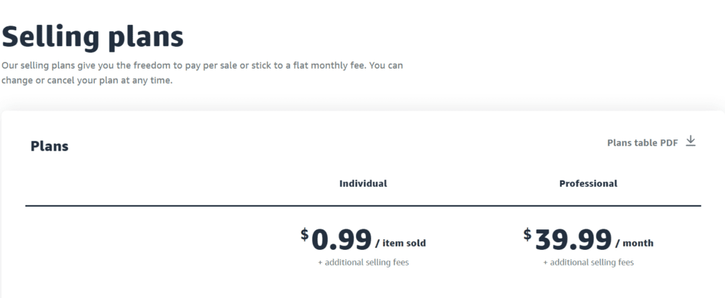 Amazon ofrece planes individuales y profesionales.
