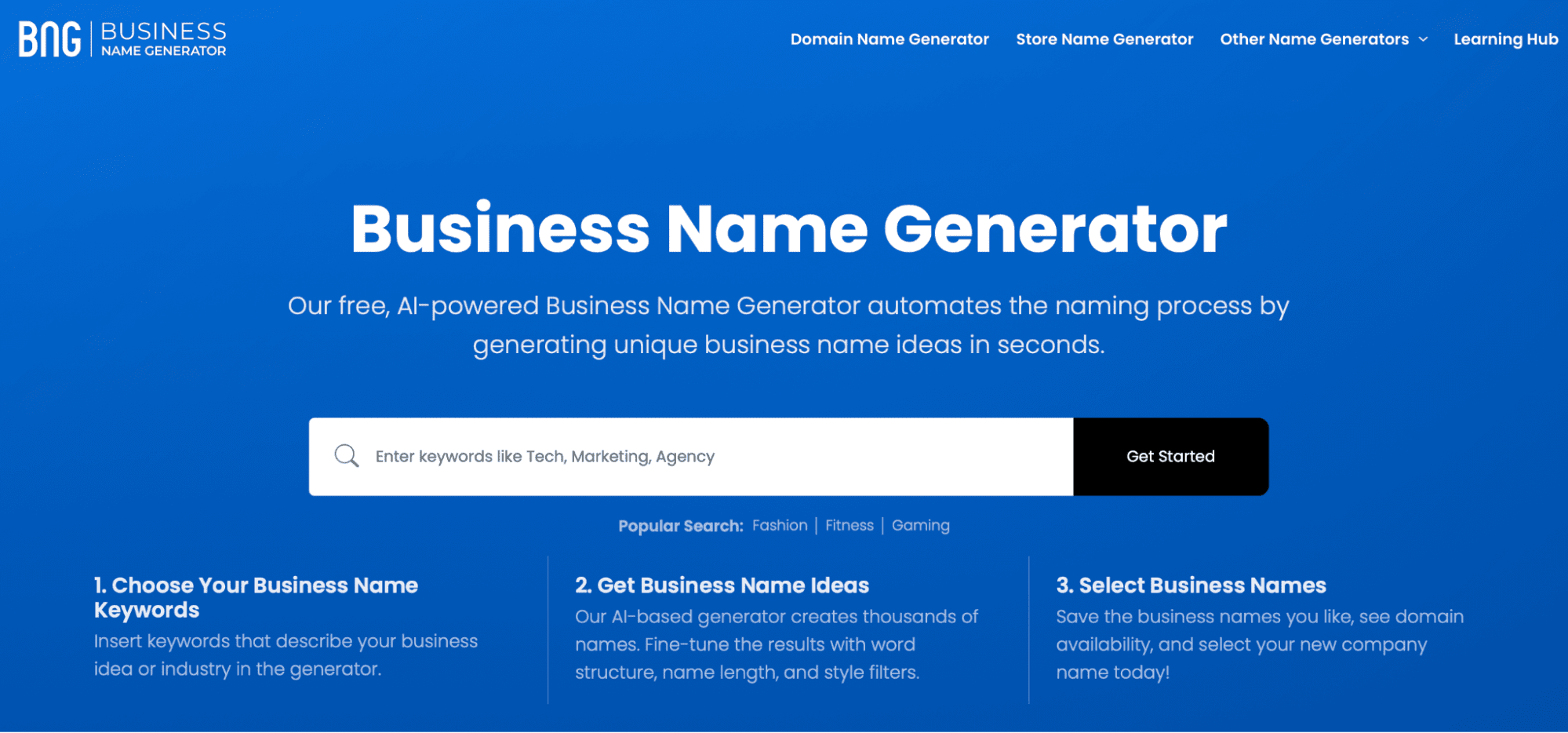 Herramienta generadora de nombres de tiendas de BNG.