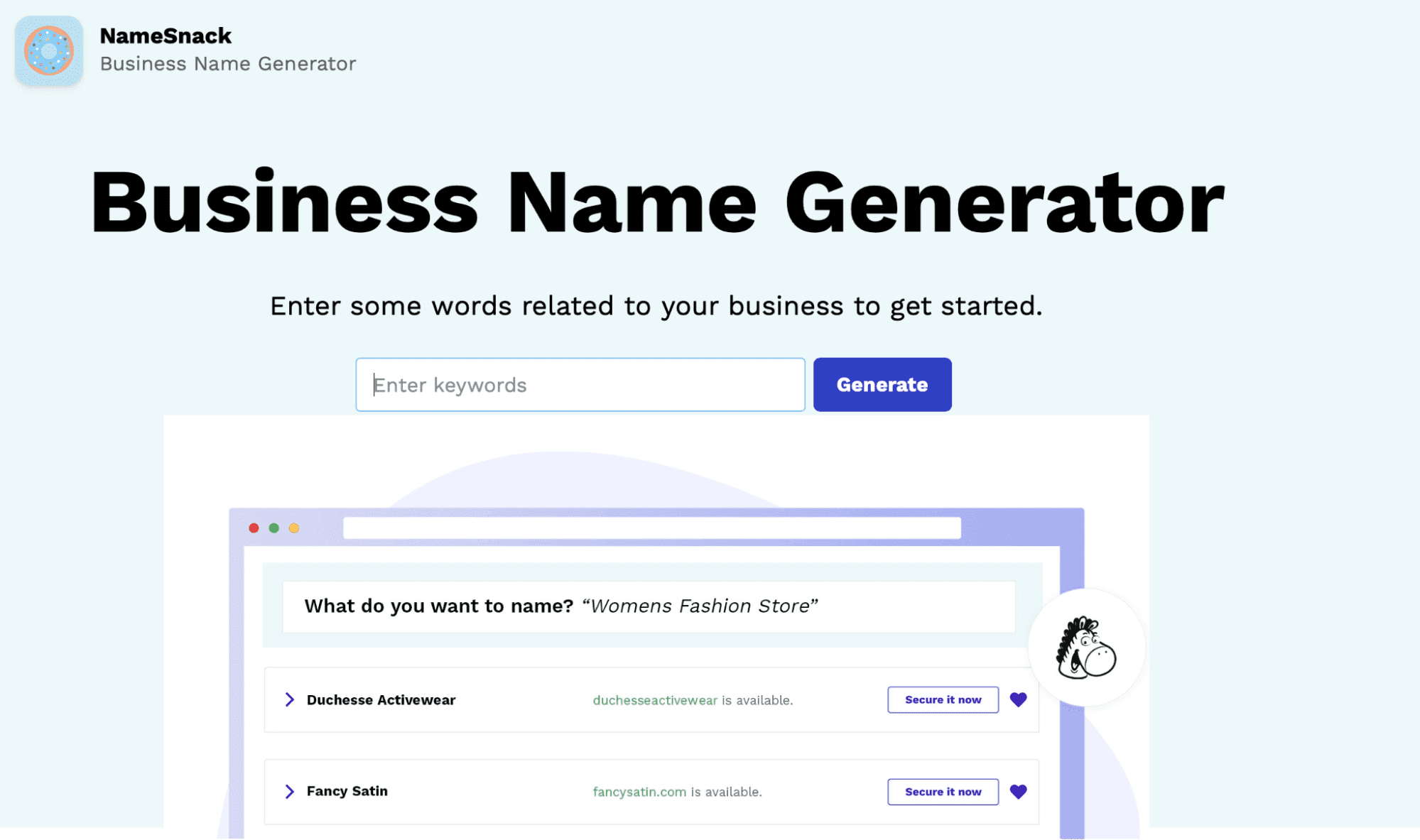 La herramienta generadora de nombres de tiendas de NameSnack.