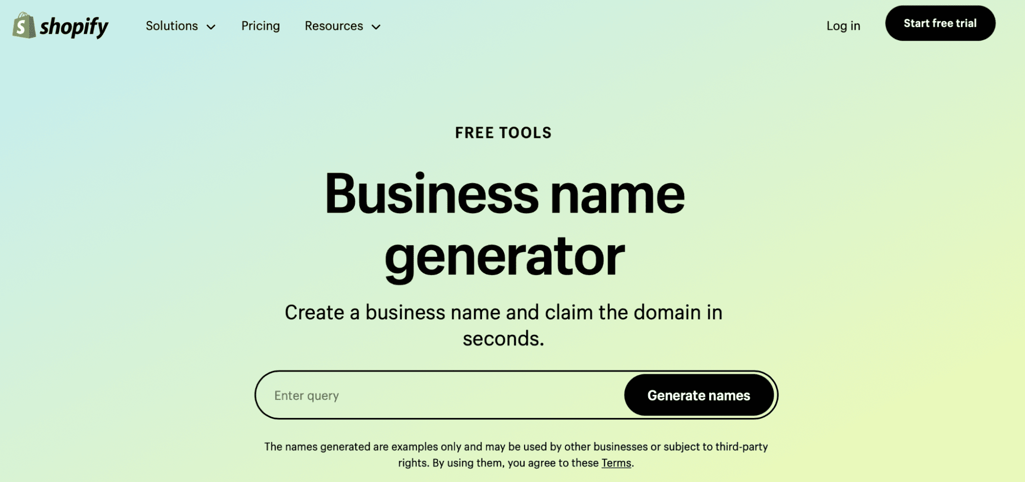 Herramienta generadora de nombres de tiendas de Shopify.