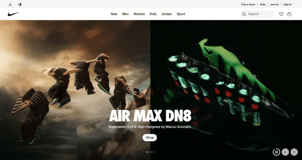 Sitio web de Nike