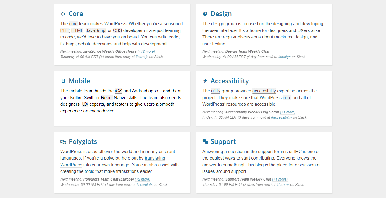 Miles de voluntarios ayudan al equipo de Make WordPress.