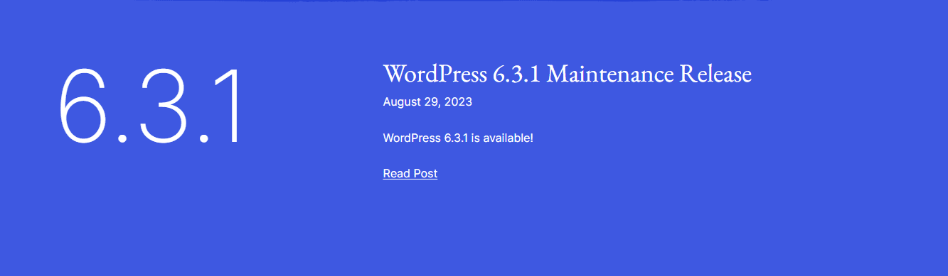 WordPress 6.3.1 es una actualización de mantenimiento.
