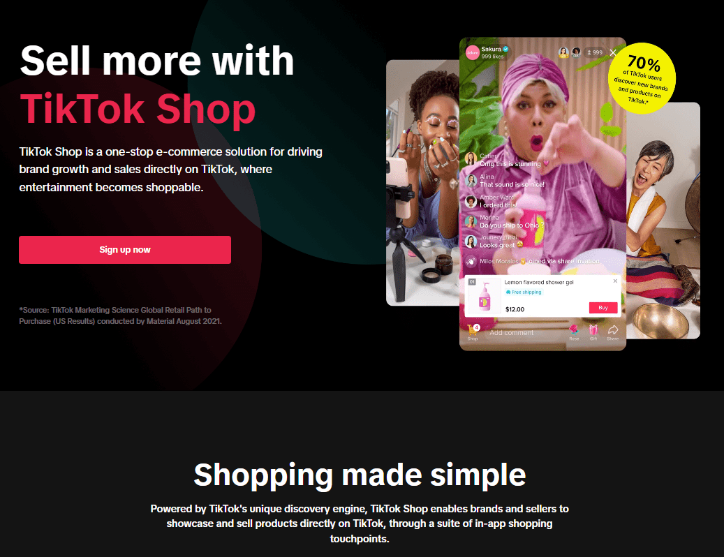 Haz clic en el botón Regístrate ahora para crear una cuenta de TikTok Shop.