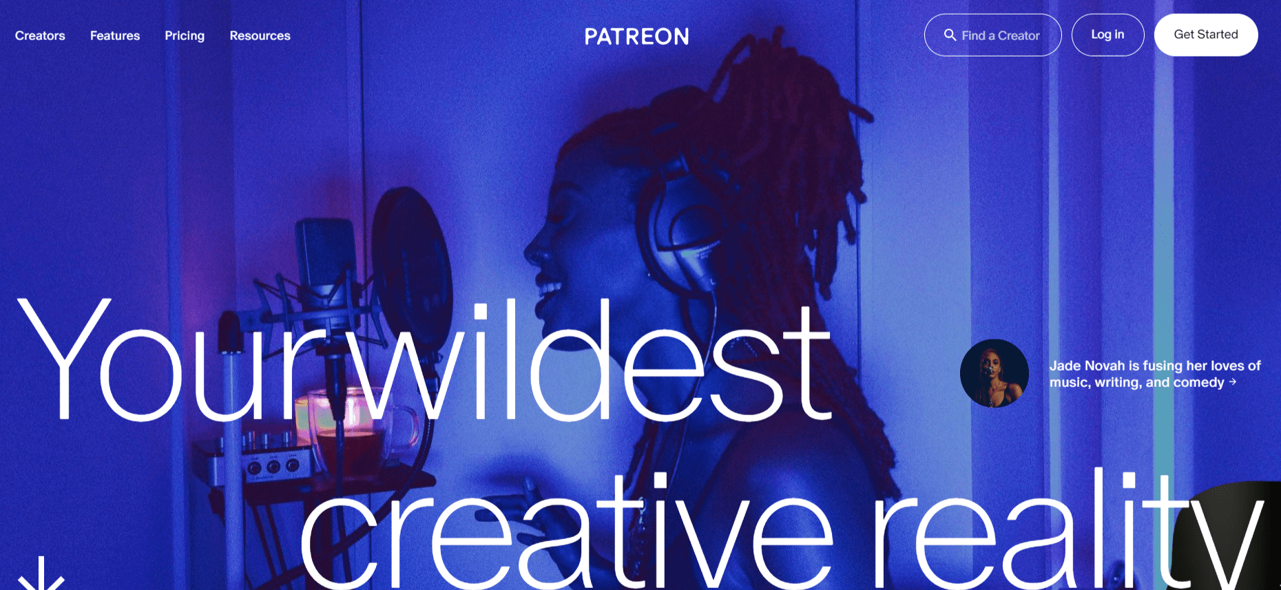 Página de inicio de Patreon.