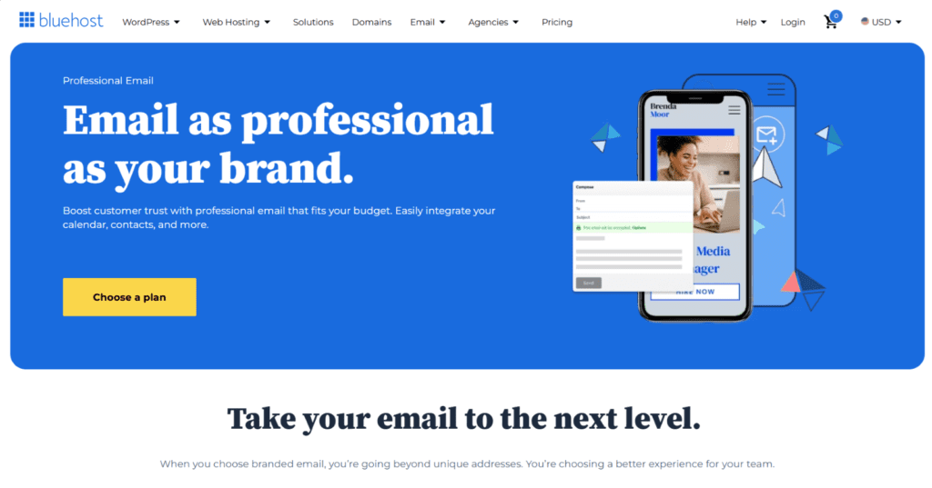 Servicio de correo electrónico profesional Bluehost