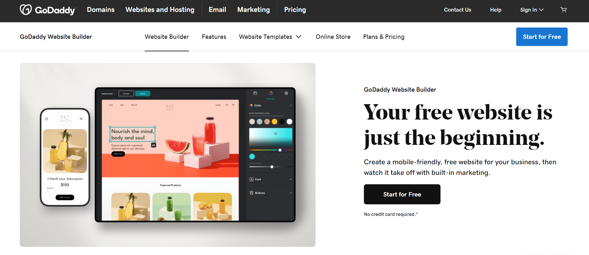 GoDaddy Website Builder es una alternativa de Squarespace de primera categoría para los nuevos propietarios de sitios web.