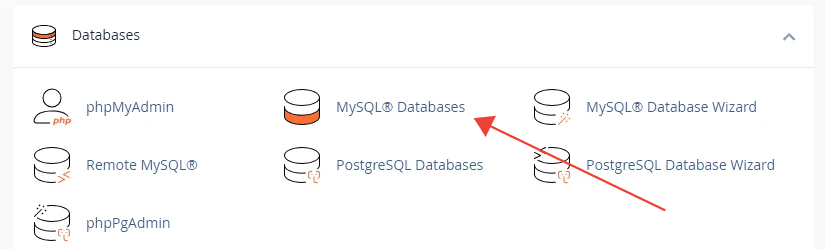 Vaya a Bases de datos MySQL.