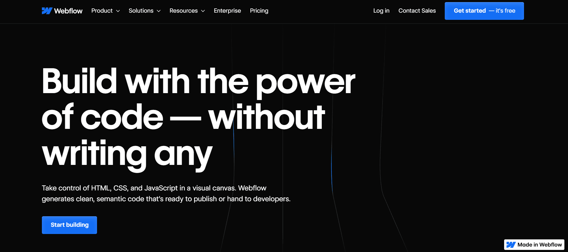 Webflow es una alternativa sin código a Squarespace que permite a los usuarios crear animaciones.