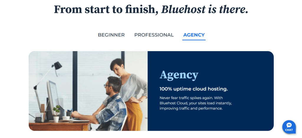 Bluehost 100% de tiempo de actividad