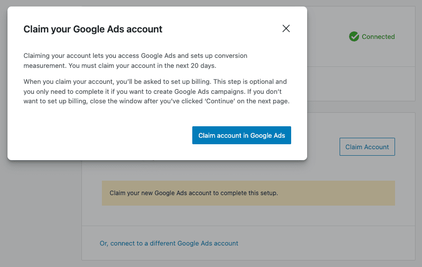 Reclamar cuenta en Google Ads