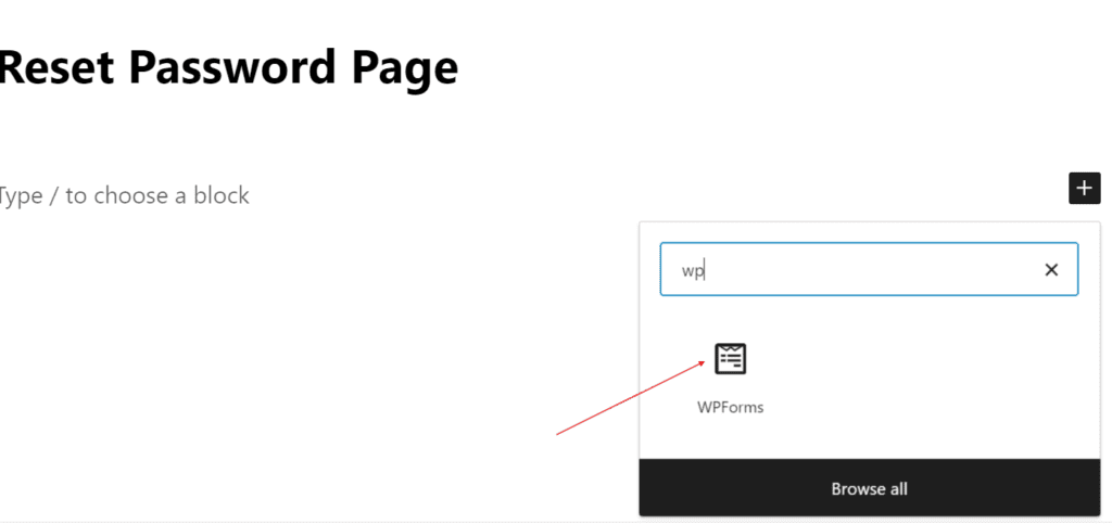 Página de restablecimiento de WPForms