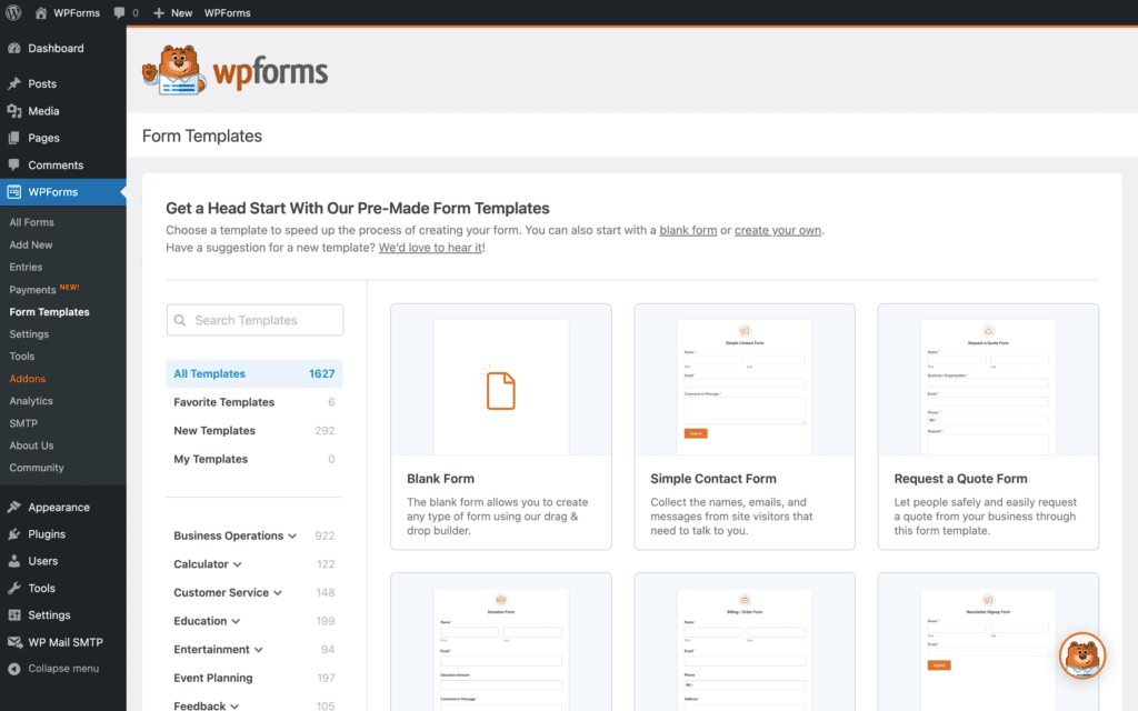 Panel de control de WPForms