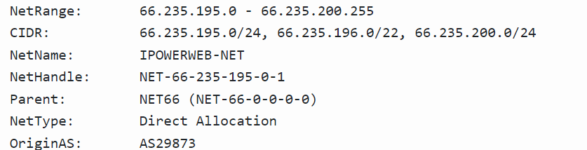 Datos de IP de Whois