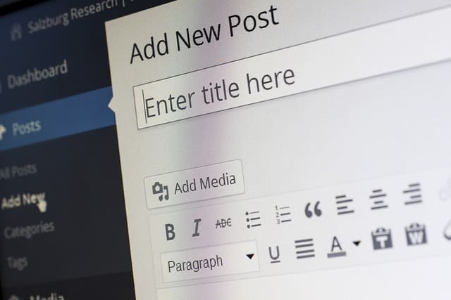 Captura de pantalla del panel de control de WordPress