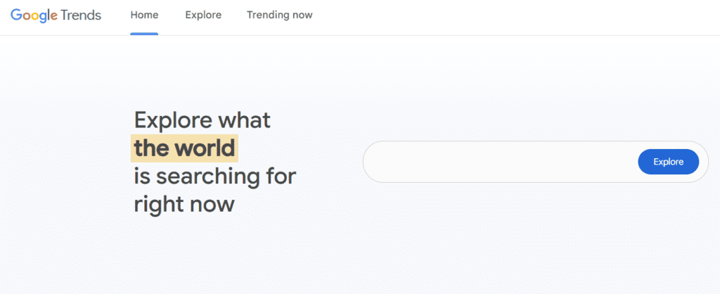 Página de tendencias de Google
