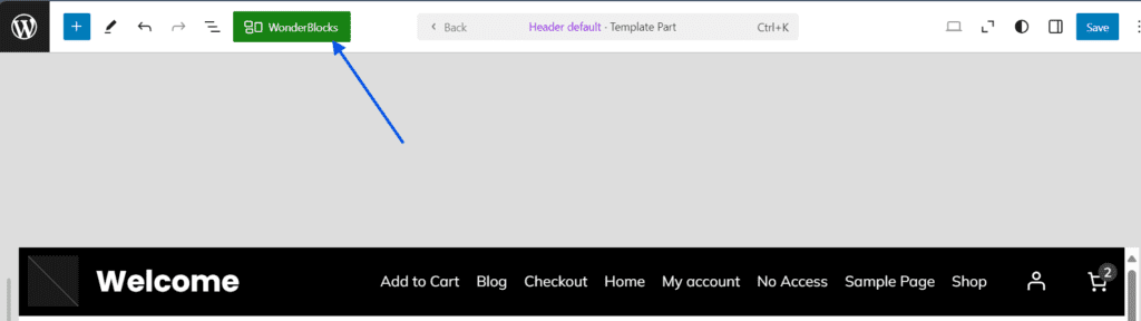 personaliza el encabezado de WordPress con WonderBlocks