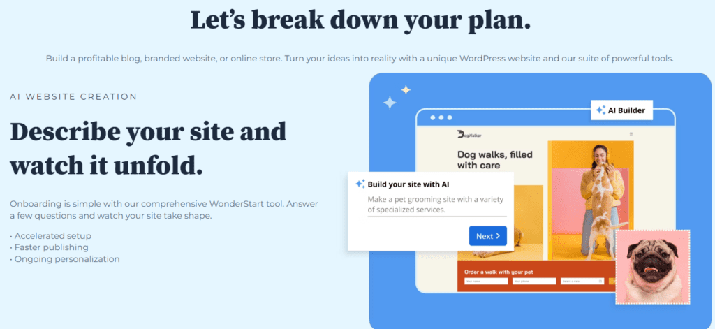 Creador de sitios web de Bluehost AI