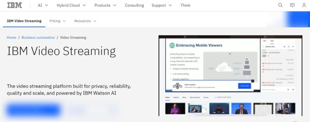 Transmisión de vídeo de IBM