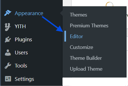 Seleccione Editor del sitio para personalizar el encabezado de WordPress