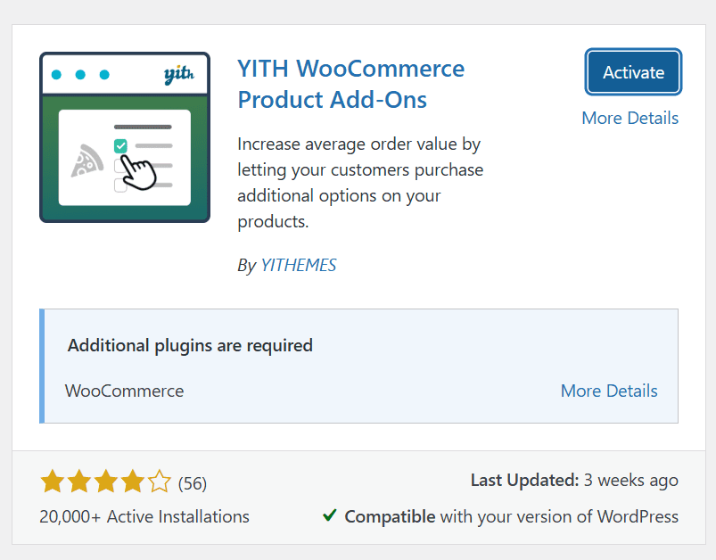Activar YITH WooCommerce Product Add-on