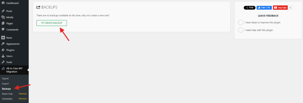 Haz una copia de seguridad de tu sitio web