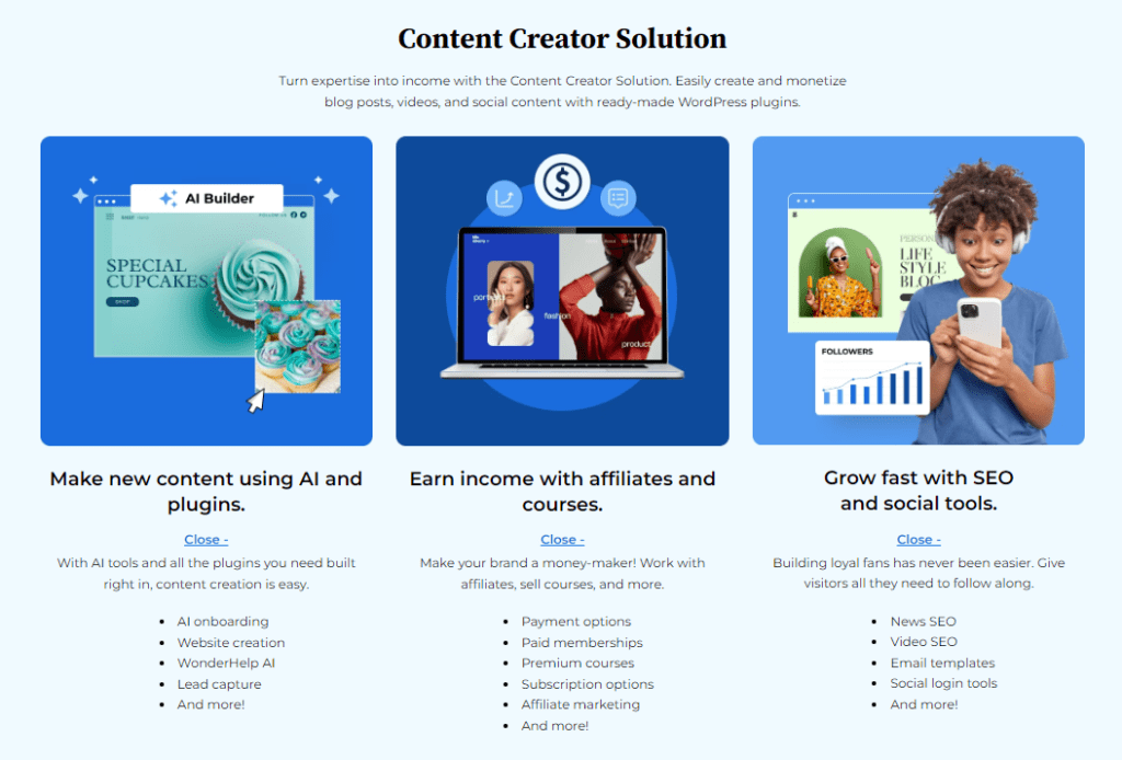 Solución Bluehost Content Creator  