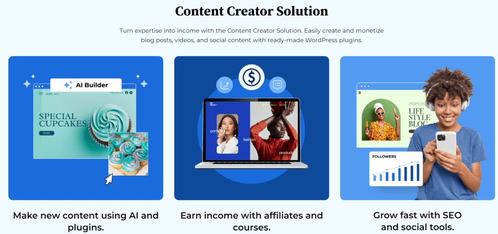 Solución de creador de contenido de Bluehost WordPress