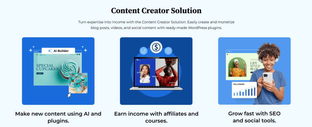 Solución de creador de contenido de Bluehost WordPress  