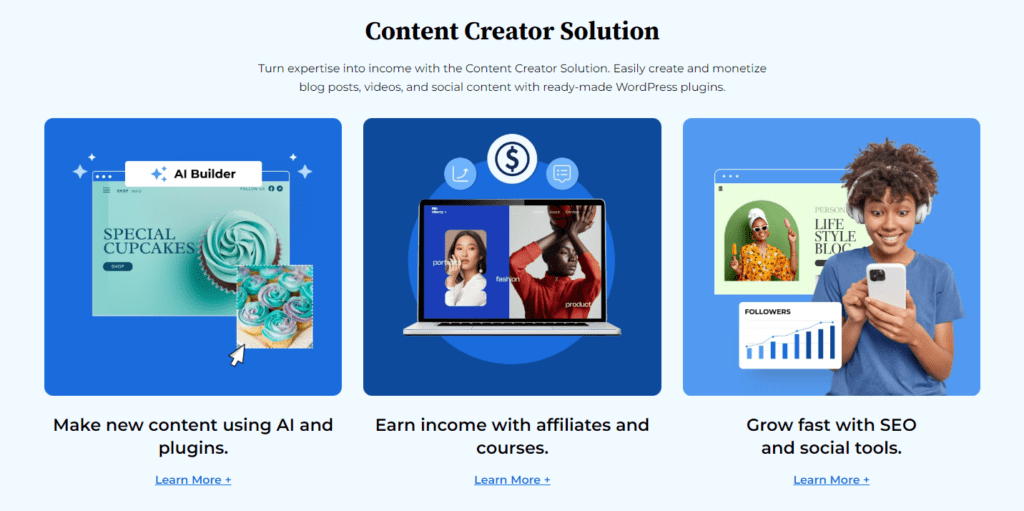 Solución de creador de contenido de Bluehost WordPress