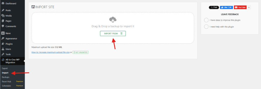 Importa tu sitio web  