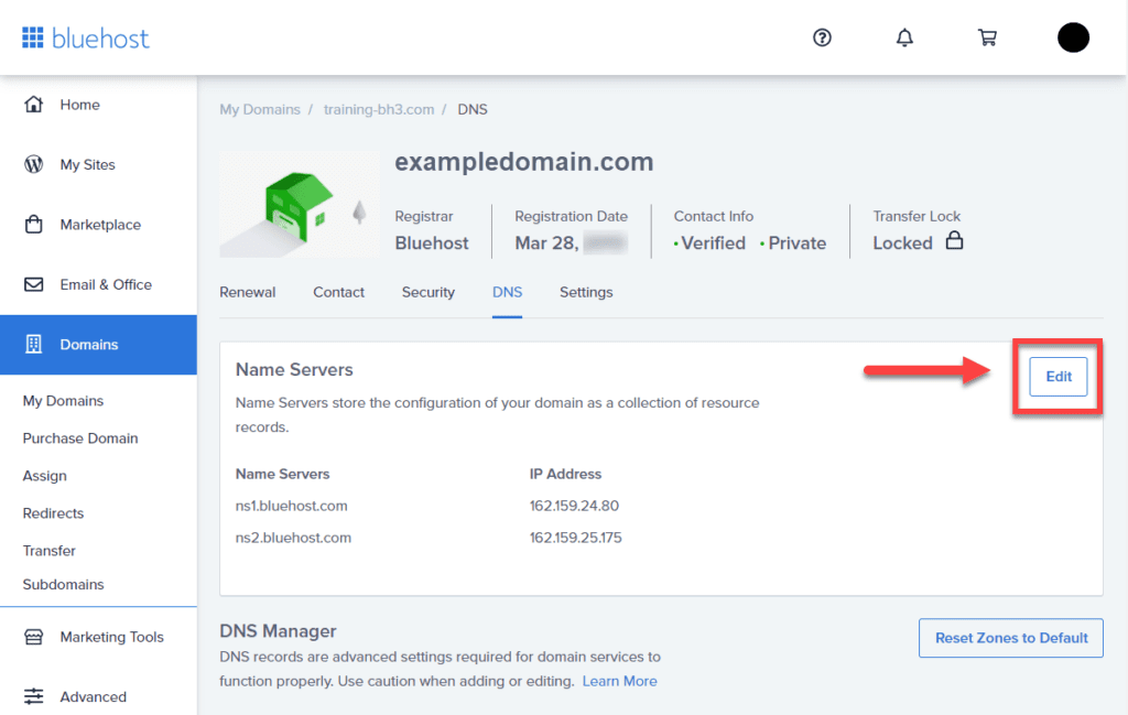 Administra tu dominio con Bluehost
