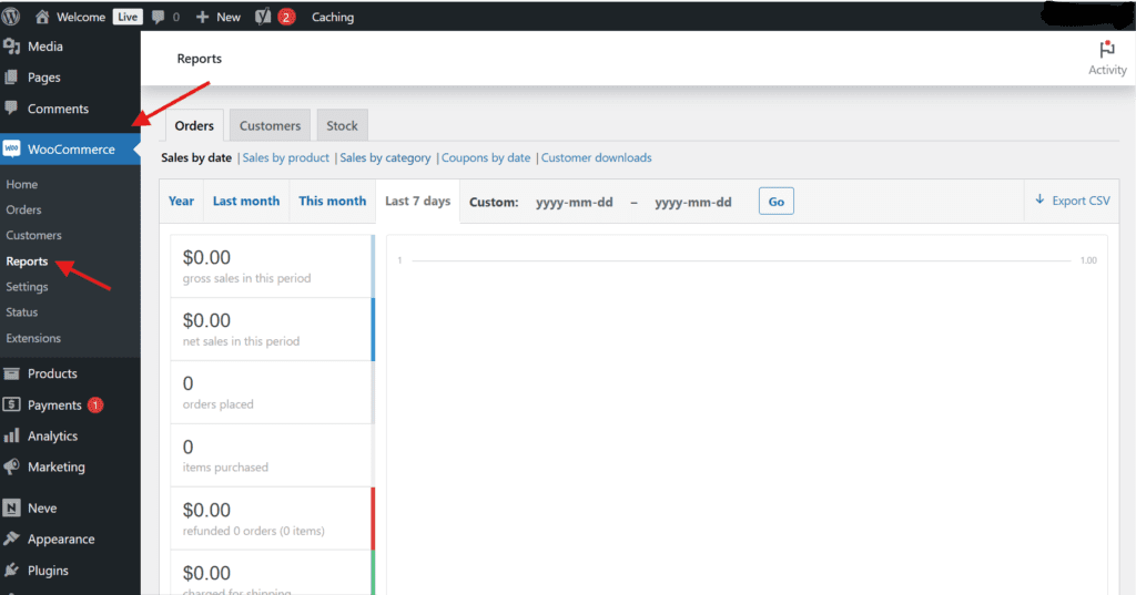 Ve a la pestaña WooCommerce.