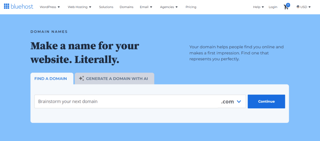 Nombre de dominio Bluehost