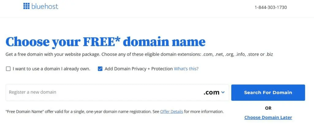 Nombre de dominio Bluehost