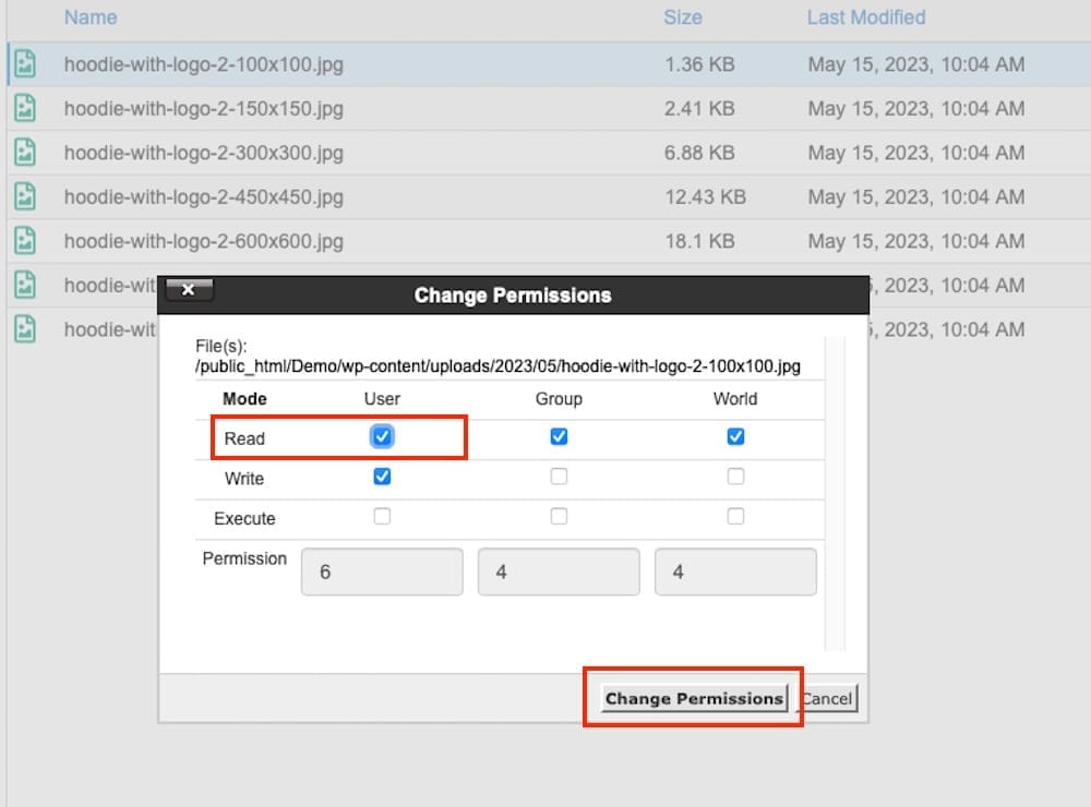 Cambiar los permisos de archivos en WordPress