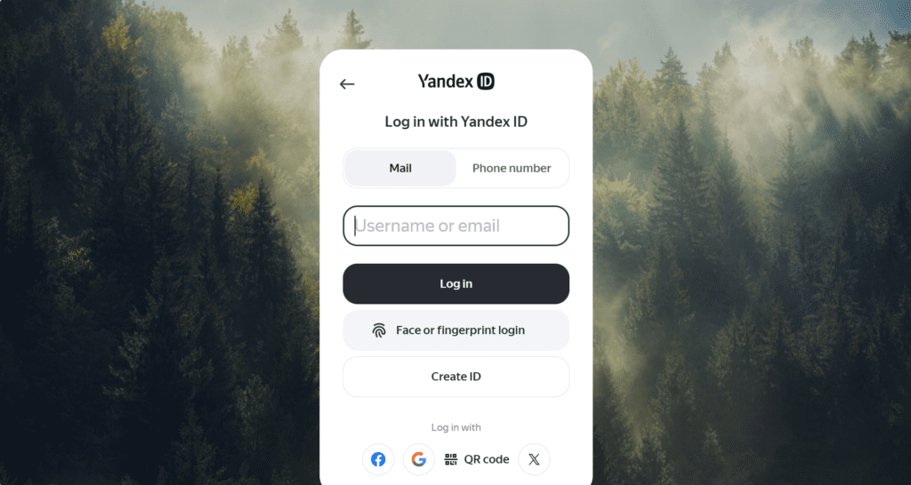 Inicia sesión en Yandex