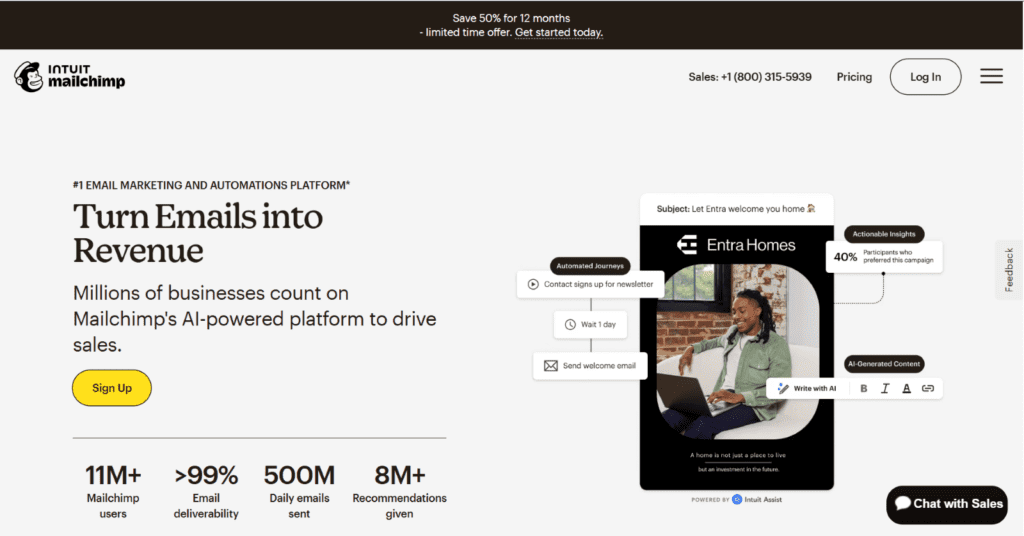 Página de Mailchimp