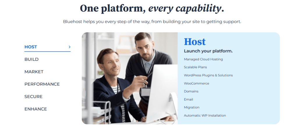 Banner del sitio web de Bluehost  