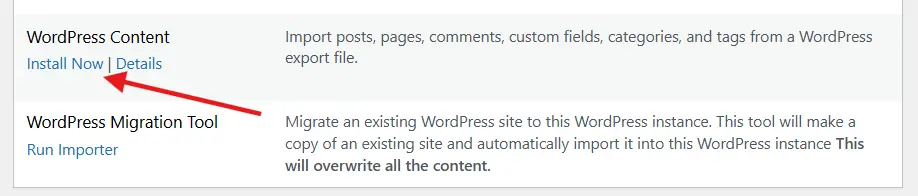Instalar contenido de WordPress