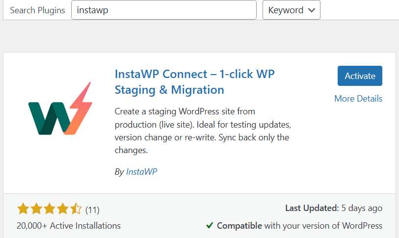 instalar la migración de instaWP  