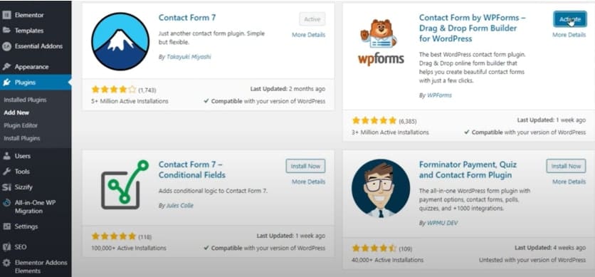 Paso para instalar WPForms