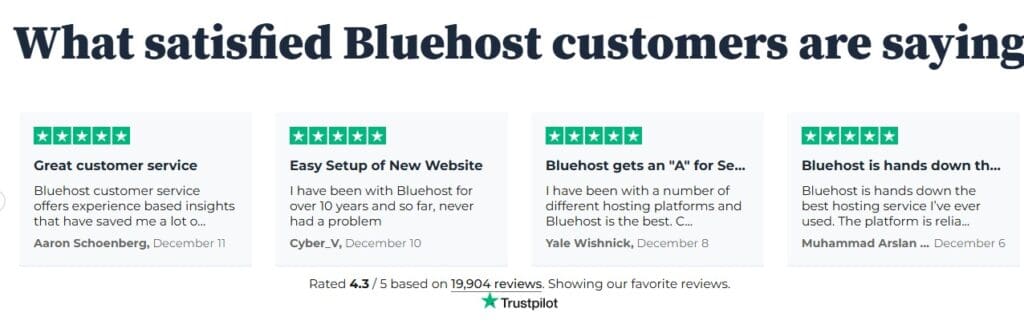 Testimonios de clientes de Bluehost