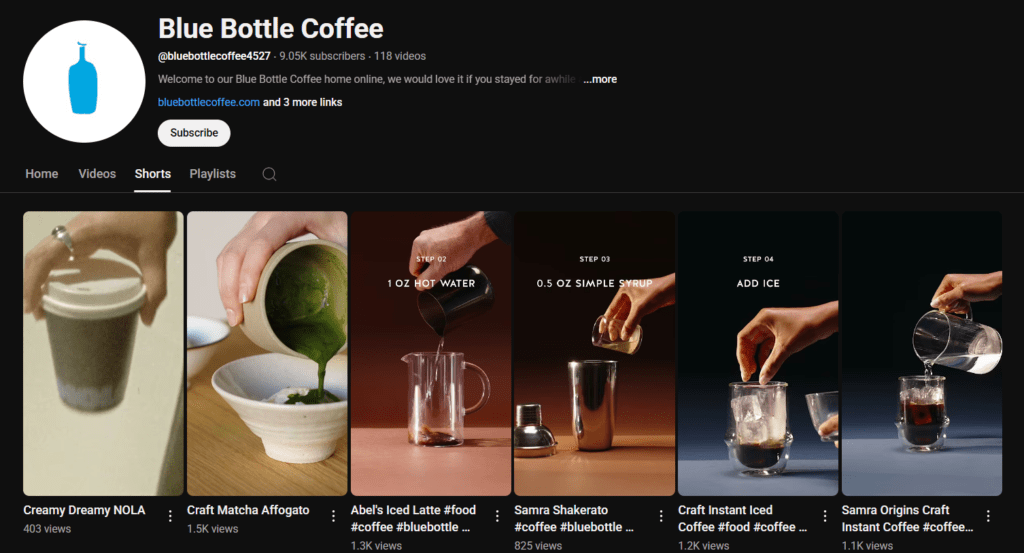 Café de botella azul